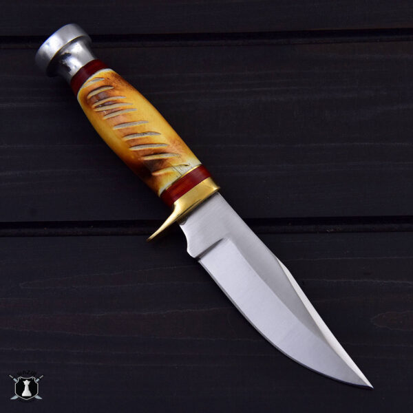 Custom Handmade Hunting Skinner Knife Bone Handle with FREE Leather Sheath - Image 2