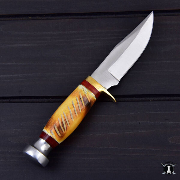 Custom Handmade Hunting Skinner Knife Bone Handle with FREE Leather Sheath - Image 3