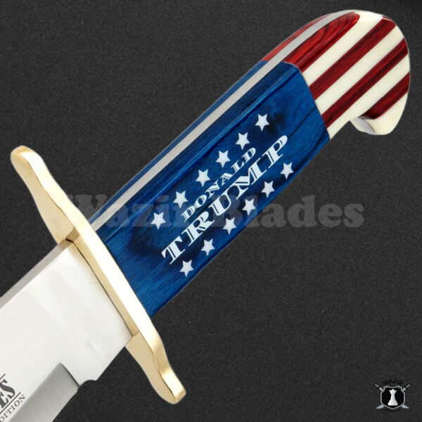 American President Trump Hunting Bowie Knife American Flag Handle With Leather Sheath Limited Edition 2024-25 - Image 3