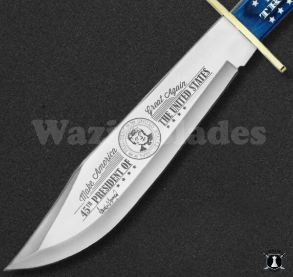 American President Trump Hunting Bowie Knife American Flag Handle With Leather Sheath Limited Edition 2024-25 - Image 4