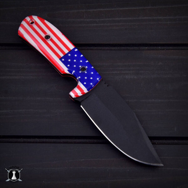 Handmade Black Carbon Coated Hunting Knife USA Handle with Premium Leather Sheath - Image 2