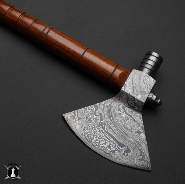 Smoking Axe Damascus Steel with Leather Sheath - Image 2