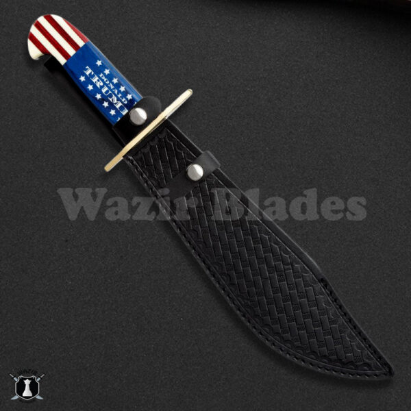 American President Trump Hunting Bowie Knife American Flag Handle With Leather Sheath Limited Edition 2024-25 - Image 5