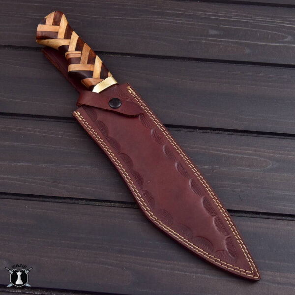 Handmade Damascus Steel Hunting Bowie with FREE Leather Sheath - Image 5