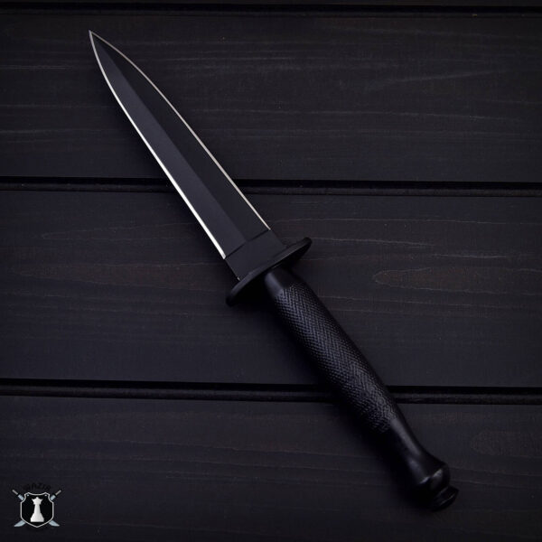 Custom Handmade Black Commando Dagger Knife with Leather Sheath - Image 3