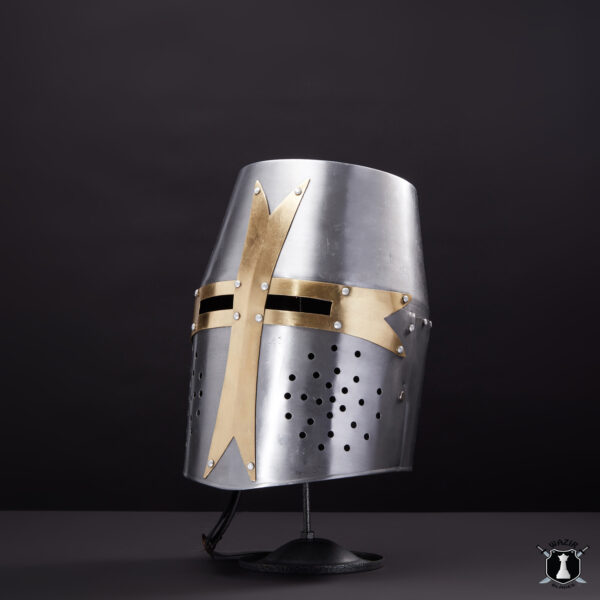 Crusader Helmet Replica Steel Armor Helmet Fully Wearable