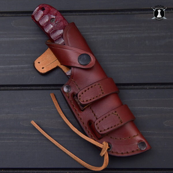 Custom Handmade Black Carbon Coated Hunting Knife with Premium Leather Sheath - Image 5