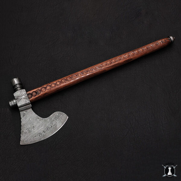 Handmade Damascus Steel Smoking Axe with Leather Sheath