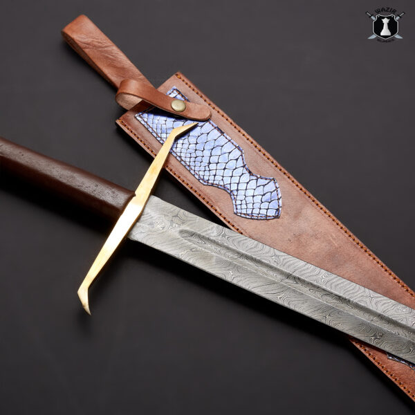 Damascus Steel Viking Sword Lord of Rings Sword With Leather Sheath - Image 2