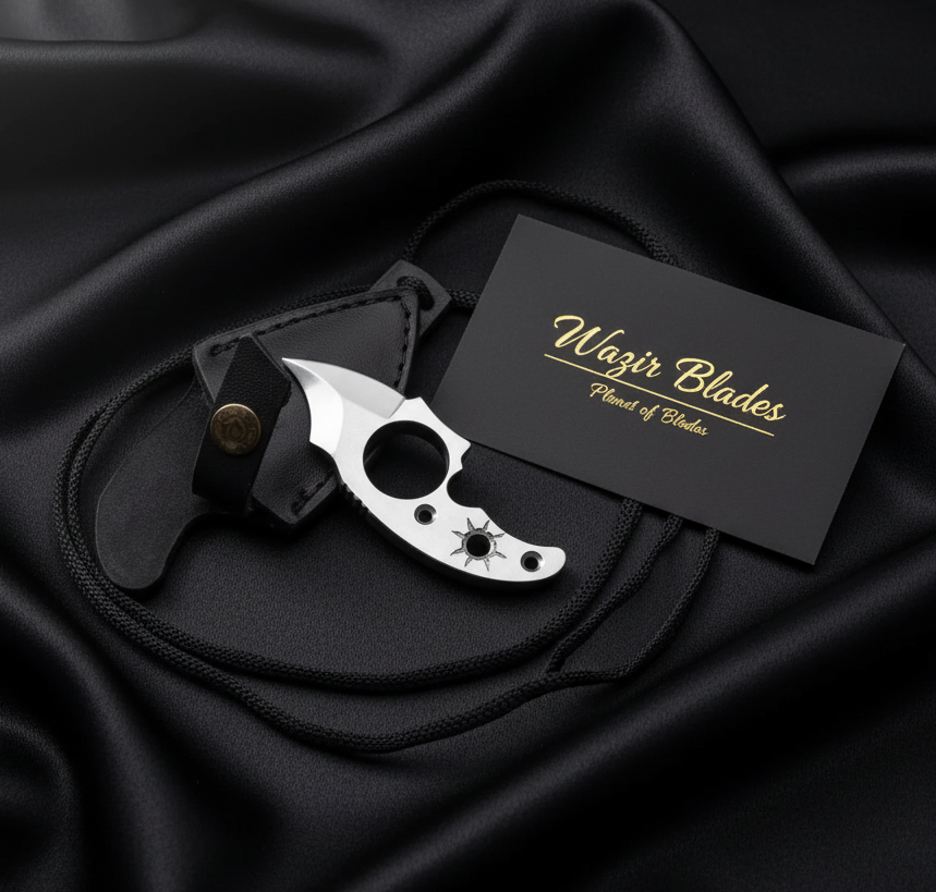 Handmade Neck Knives High Carbon Steel with Leather Sheath