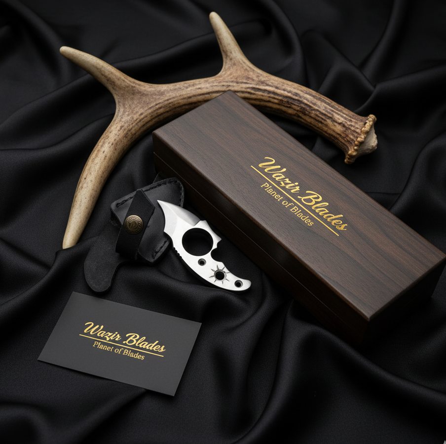 Handmade Neck Knives High Carbon Steel with Leather Sheath - Image 2