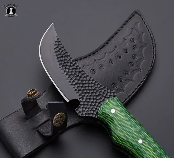 Best Hunting Knife Carbon Steel Black Coated Handmade Knife with Leather Sheath - Image 2