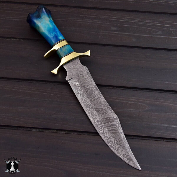 Custom Handmade Hunting Bowie Knife Damascus Steel with FREE Leather Sheath - Image 2