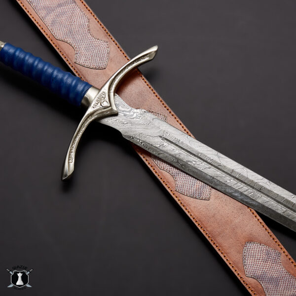 Handmade Damascus Glamdring Sword Lord of Rings With Leather Sheath - Image 2