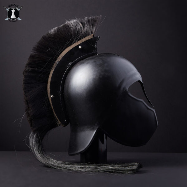 Black Spartan Helmet Replica Wearable Armor Helmet - Image 3