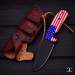 Handmade Black Carbon Coated Hunting Knife USA Handle with Premium Leather Sheath
