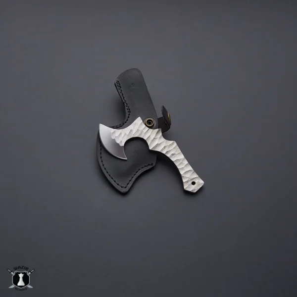 Custom Miniature Knife Handmade Mini Axe EDC Knife with Leather Sheath