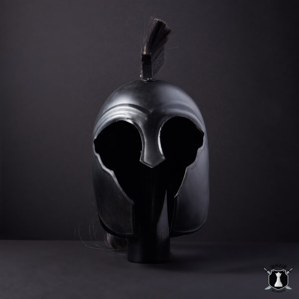 Black Spartan Helmet Replica Wearable Armor Helmet - Image 2