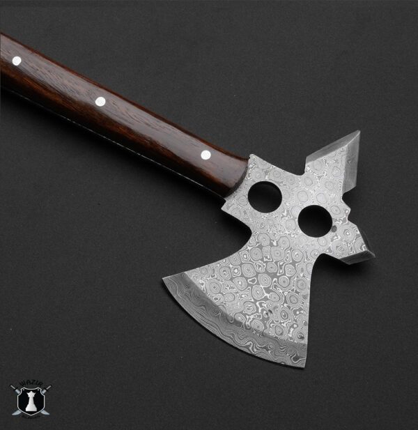 Custom Handmade Damascus Steel Axe with Rosewood Handle - With Leather Sheath Masterpiece for Outdoor Enthusiasts - Image 2