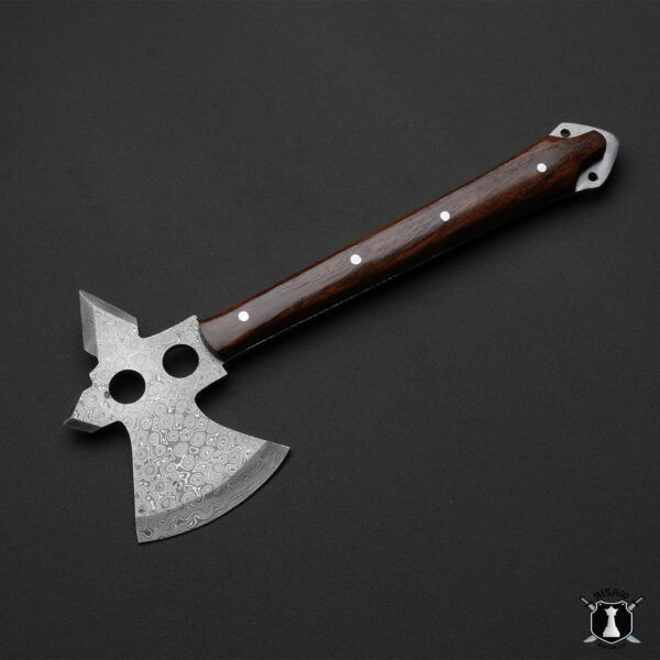 Custom Handmade Damascus Steel Axe with Rosewood Handle - With Leather Sheath Masterpiece for Outdoor Enthusiasts