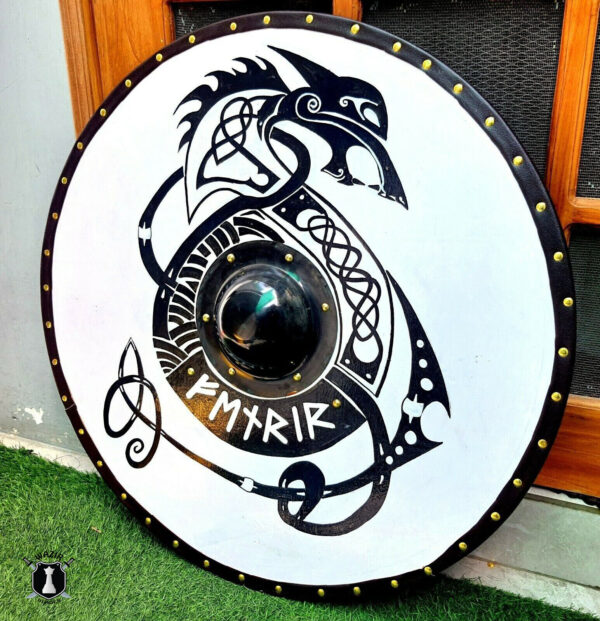 Fenrir Black and White Smooth Viking Shield Perfect Gift - Image 2