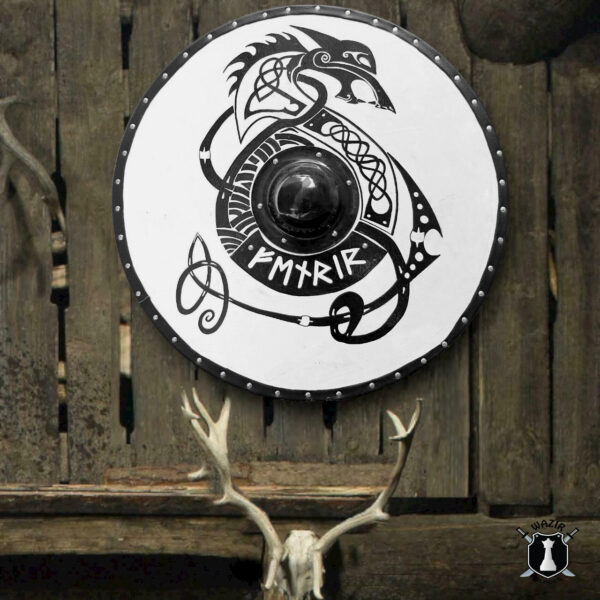 Fenrir Black and White Smooth Viking Shield Perfect Gift - Image 3