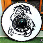 Fenrir Black and White Smooth Viking Shield Perfect Gift