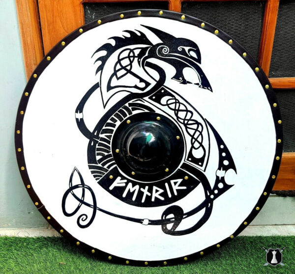 Fenrir Black and White Smooth Viking Shield Perfect Gift