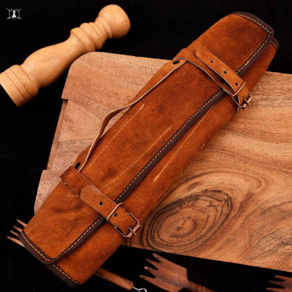 Custom Handmade Carbon Steel Chef Knife Set of 5 Olive Wood Handle With Free Leather Sheath - Image 4