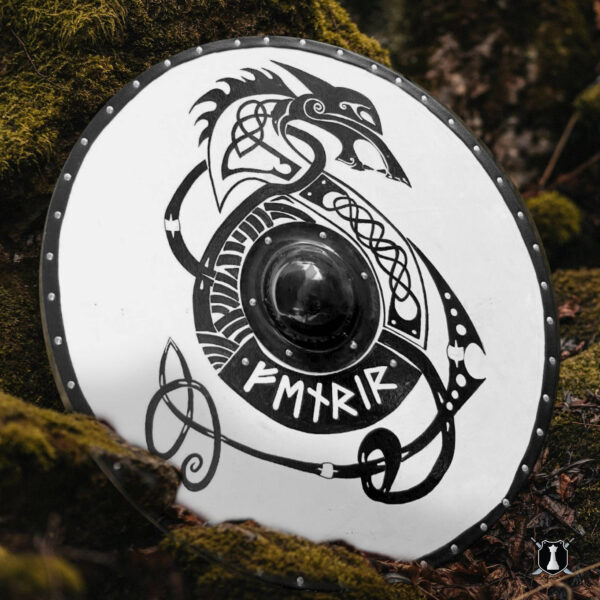 Fenrir Black and White Smooth Viking Shield Perfect Gift - Image 4