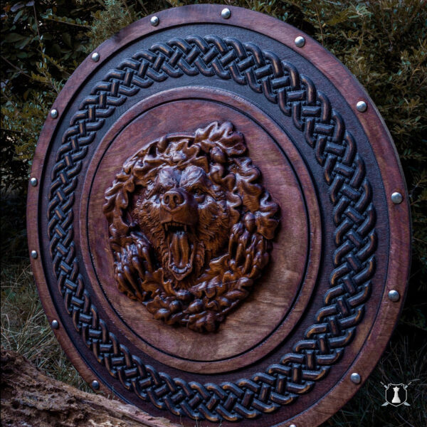 Berserker Bear Totem Oaken Carved Viking Shield Perfect Gift - Image 4