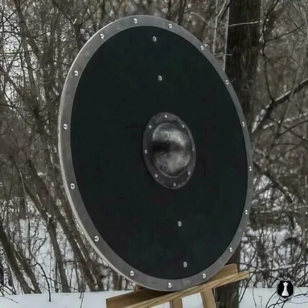 Full Black Medieval Knight Smooth Viking Shield - Image 4