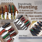 Custom Handmade Unique Set/Lot of 12 Knives with Leather Sheath