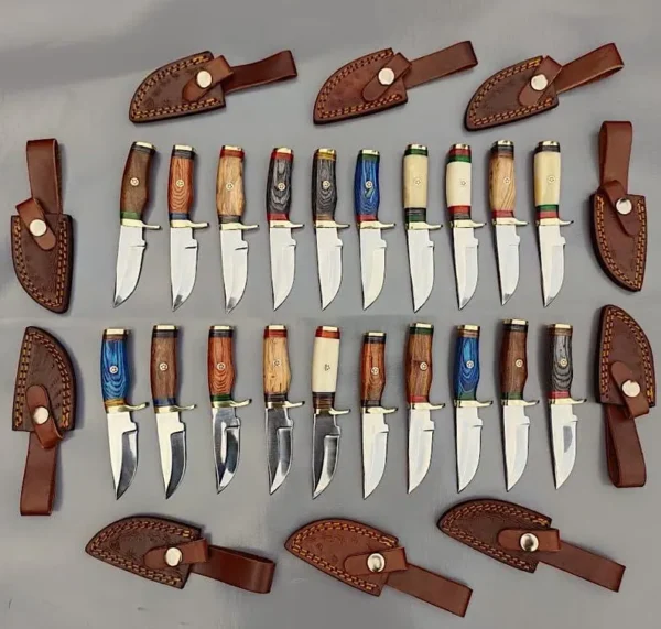 Handmade 20 Hunting Knives Lot With Leather Sheaths Free Shipping - Image 2