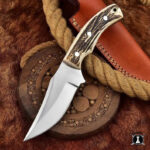 Custom Handmade Stainless Steel Hunting Skinner Knife With Stag Antler Handle - FREE Leather Sheath