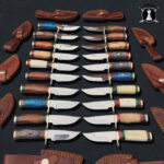 Lot of 20 Handmade High Carbon Steel Skinner Hunting Knife With Leather Sheaths