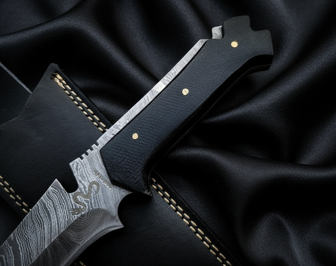 Resident Evil 4 Damascus Steel Knife – Handmade Game Replica with Leather Sheath - Image 5
