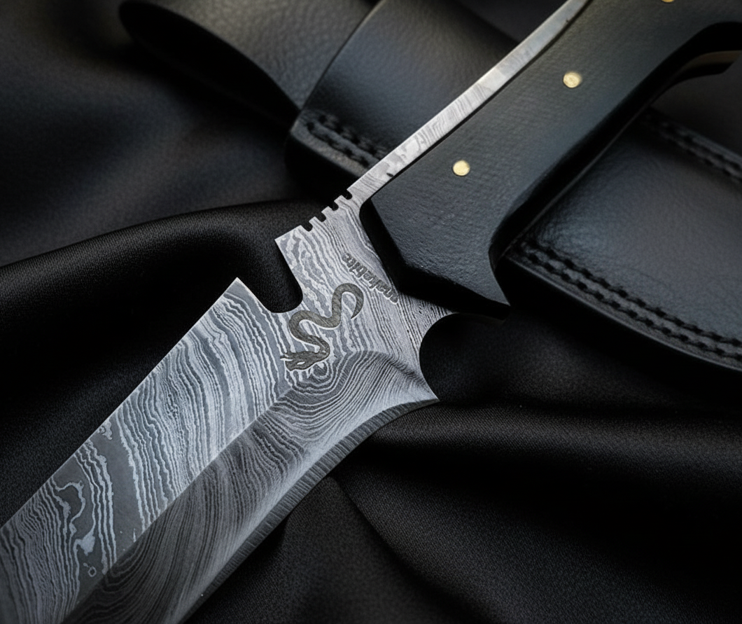 Resident Evil 4 Damascus Steel Knife – Handmade Game Replica with Leather Sheath - Image 4