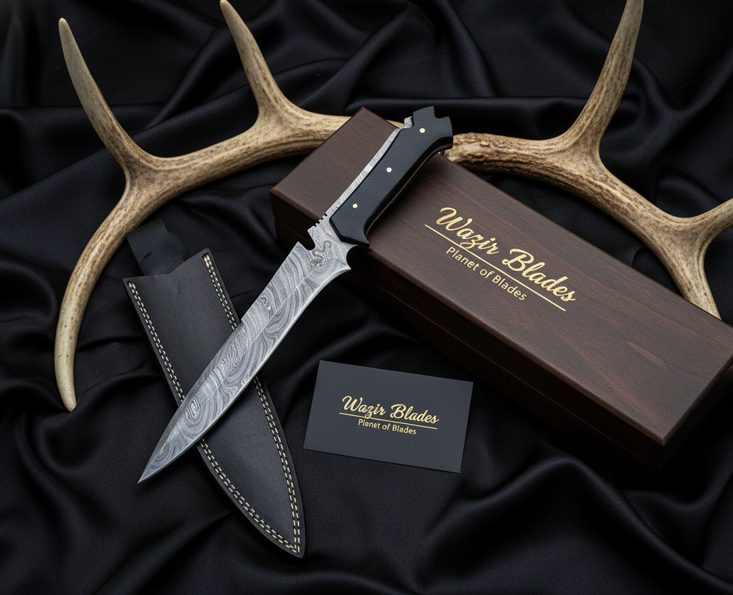 Resident Evil 4 Damascus Steel Knife – Handmade Game Replica with Leather Sheath - Image 2